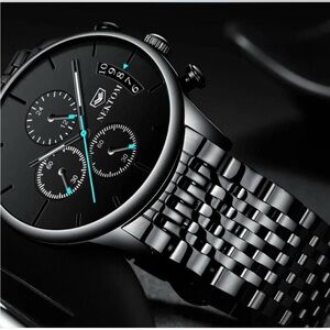 Nektom men's stainless steel quartz chronograph watch